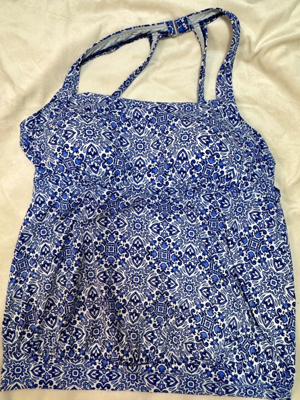 Lands’ End Tankini Swimsuit Set Blue and White Medallion Print Size 16 - Picture 7 of 11